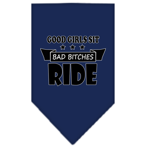 Bitches Ride Screen Print Bandana Navy Blue large